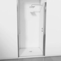 BELLOBATH – Duschabtrennung mit einer Klapptür – Ohne untere Profile – 6 mm starkes, kalkabweisendes Glas – Glänzendes Silber – Anpassbare Breite von BELLOBATH
