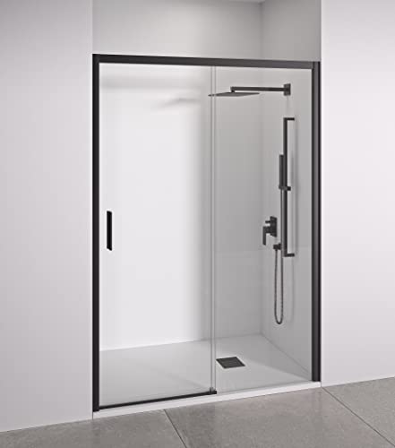 BELLOBATH - Duschwand 2 Paneele, davon 1 in Nische verschiebbar - Breite verstellbar 120-125 cm - Höhe 195 cm - Gehärtetes Antikalk-Sicherheitsglas 6 mm auf beiden Seiten - Mattschwarze Profile BELLOBATH - Duschwand 2 Paneele, davon 1 in Nische verschiebbar - Breite verstellbar 120-125 cm - Höhe 195 cm - Gehärtetes Antikalk-Sicherheitsglas 6 mm auf beiden Seiten - Mattschwarze Profile von BELLOBATH