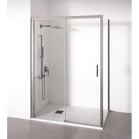 BELLOBATH – Eckige Duschwand 1 Schiebetür + 2 feste Türen – Kalkabweisendes Glas - Silber - Anpassbare Breite 125-130x67-70 - Rechte Tür von BELLOBATH