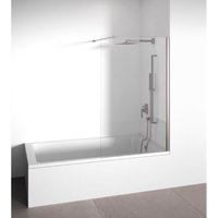 Badewannenabtrennung mit feststehender Frontscheibe – Transparent – 6 mm starkes, kalkabweisendes Hartglas – Profile in glänzendem Silber – Breite von BELLOBATH