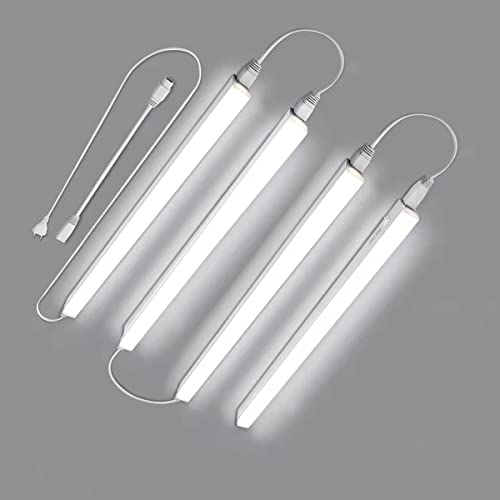 4x LED Unterbauleuchte Küche, 60CM Anschließbar Schrankbeleuchtung, 4000K Neutralweiß LED Leuchtstoffröhre, Ultraleicht 8W LED Röhre für Korridor, Garage, Keller, Abstellraum, Werkstatt, Werkbank von BELOEE