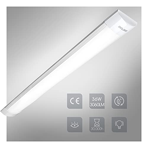 BELOEE LED Röhre 120CM 36W Feuchtraumleuchte LED, 300g Ultraleicht LED Leuchtstoffröhre Als Garagenlampe, Kellerlampe, Werkstattlampe, Lager, Neon Light, Wannenleuchte, Deckenleuchte 6500K von BELOEE