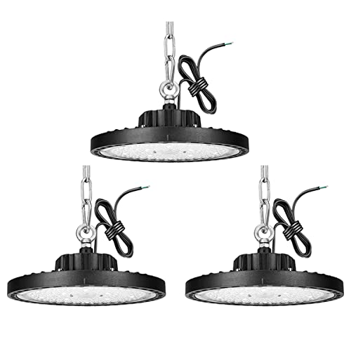 BELOEE UFO 200W Industrielampe(3 Stück), 6500K 20000LM LED Werkstattlampe, IP65 Garagenlampe, LED Hallenstrahler für Fabriken, Logistikzentren, Turnhallen, Supermärkte von BELOEE