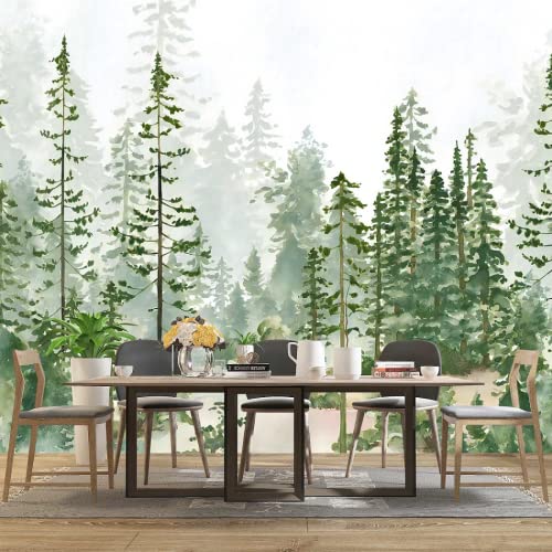 Tapete 3D Wandbild Aquarell Tannenbaum Tannenwald Fototapete 3D Effekt Vliestapete Wohnzimmer Schlafzimmer Wanddeko von BELOKA