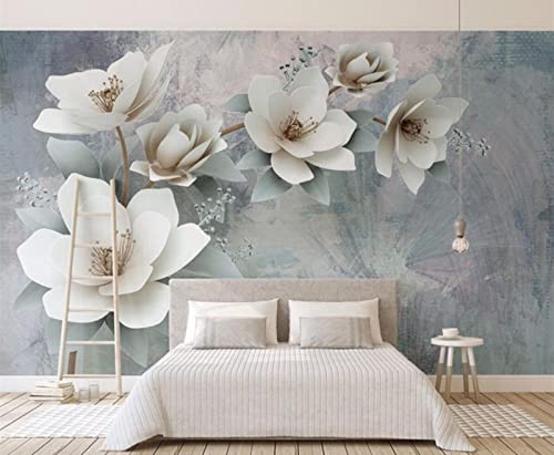 Tapete 3D Wandbild Weiße Blumenknospen Einfach Fototapete 3D Effekt Vliestapete Wohnzimmer Schlafzimmer Wanddeko von BELOKA