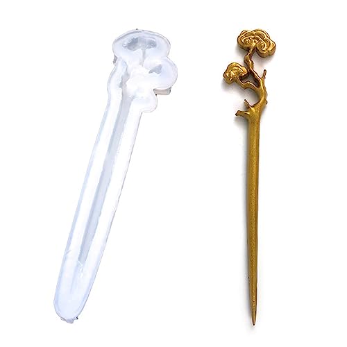 1/2 x Silikon-Harz-Haarnadel-Form, Blumen-Haarspangenform, Haarnadel-Gieß-Set für Stäbchen, Schmuck, Basteln, Stick-Silikonformen, Harzformen 1/2 x Silikon-Harz-Haarnadel-Form, Blumen-Haarspangenform, Haarnadel-Gieß-Set für Stäbchen, Schmuck, Basteln, Stick-Silikonformen, Harzformen von BELOWSYALER