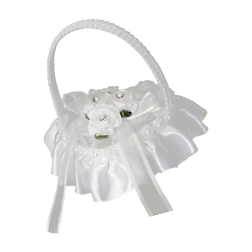 BELOWSYALER Elegante Kissenbox mit Spitzenringen, kreativer Handheld-Halter für Hochzeitsringe, für Brautzeremonie, Schmuck-Display-Zubehör von BELOWSYALER