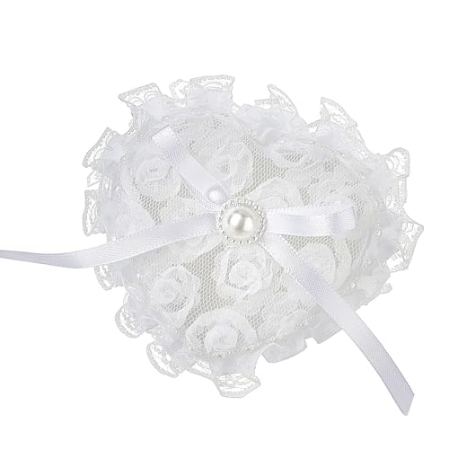 BELOWSYALER Eleganter Ringhalter mit Spitzenbesatz in Herzform für Hochzeit, Schmuck, formelle Anlässe, Fingerring-Organizer BELOWSYALER Eleganter Ringhalter mit Spitzenbesatz in Herzform für Hochzeit, Schmuck, formelle Anlässe, Fingerring-Organizer von BELOWSYALER