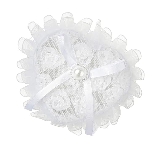 BELOWSYALER Eleganter Ringhalter mit Spitzenbesatz in Herzform für Hochzeit, Schmuck, formelle Anlässe, Fingerring-Organizer BELOWSYALER Eleganter Ringhalter mit Spitzenbesatz in Herzform für Hochzeit, Schmuck, formelle Anlässe, Fingerring-Organizer von BELOWSYALER