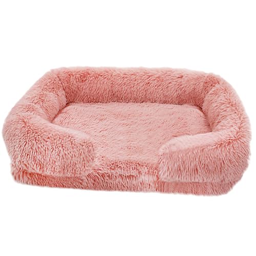 BELOWSYALER Haustierbett mit abnehmbarem Kissen, weich und pelzig, rutschfest, Hundekorb, Sofa, abnehmbares Nest, Winterbett von BELOWSYALER