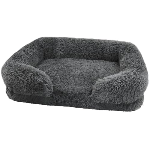 BELOWSYALER Haustierbett mit abnehmbarem Kissen, weich und pelzig, rutschfest, Hundekorb, Sofa, abnehmbares Nest, Winterbett von BELOWSYALER