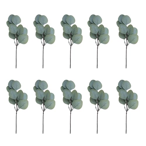 BELOWSYALER Künstliche Eukalyptus-Stiele, Hochzeitssträuße, Blumenzweige, Arrangements für Heimdekoration, 10 Stück von BELOWSYALER