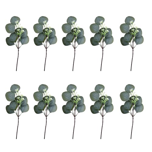 BELOWSYALER Künstliche Eukalyptus-Stiele, Hochzeitssträuße, Blumenzweige, Arrangements für Heimdekoration, 10 Stück von BELOWSYALER