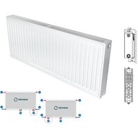 Belrad Typ 22 Universalheizkörper Ventilheizkörper Mittelanschluss mit 8 Anschlüssen 500 x 800 (HxB)-1195W - Reinweiß Ral 9016 von BELRAD