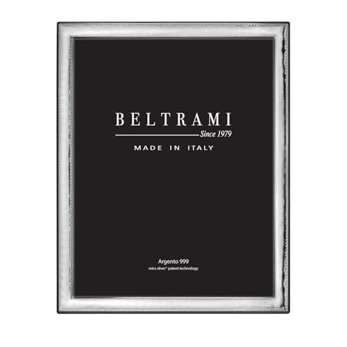 Belcom 1 KLASSISCHER SCHMALER FOTORAHMEN CM 20X25, Holz Miro‘ Silbermetall Glas Karton, silberfarben von Belcom