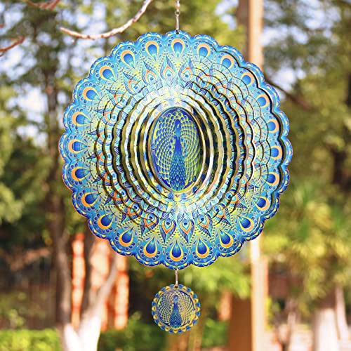 BELUAPI Windspiel Pfau, 30,5 cm, 3D-Edelstahl, mehrfarbig, kinetische Windskulptur, Garten, Windfänger, Windmühle BELUAPI Windspiel Pfau, 30,5 cm, 3D-Edelstahl, mehrfarbig, kinetische Windskulptur, Garten, Windfänger, Windmühle von BELUAPI