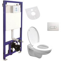 Komplettset Wand Hänge wc Spülrandlos + Deckel + Vorwandelement + Schallschutz + Betätigungsplatte - Weiß - Belvit von BELVIT