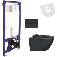 Belvit WC Schwarz Matt Spülrandlos Wand WC - Komplettset mit Vorwandelement, Betätigungsplatte Softclose Deckel Schallschutz Belvit WC Schwarz Matt Spülrandlos Wand WC - Komplettset mit Vorwandelement, Betätigungsplatte Softclose Deckel Schallschutz von BELVIT
