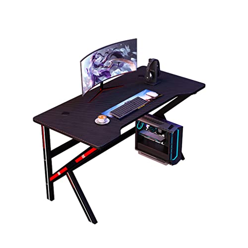 BELWEIS I-Shape Computer-Gaming-Schreibtisch, K-förmiger Gamer-Schreibtisch mit Karbonfaser-Oberfläche, Home-Office-Schreibtisch, Tisch-Gamer-Workstation, einfacher Spieltisch, Schwarz-L 160 cm von BELWEIS