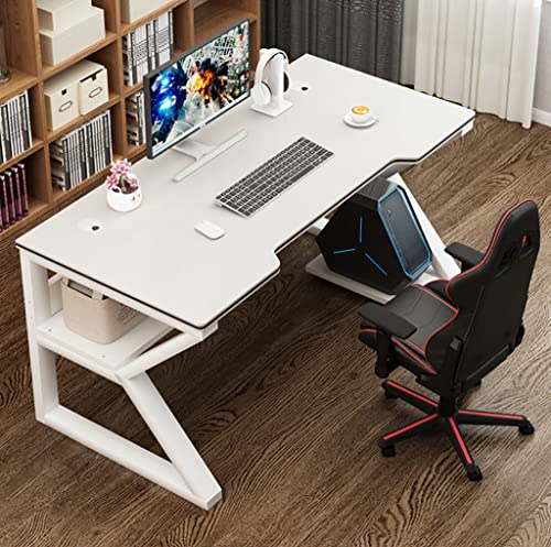 Einfacher Spieletisch, K-förmiger Gamer-Arbeitsplatz, PC-Laptop-Tisch für große Räume, K-förmiger Gamer-Schreibtisch mit Karbonfaseroberfläche und vollständigem Mauspad, ergonomischer E-Sport-St von BELWEIS