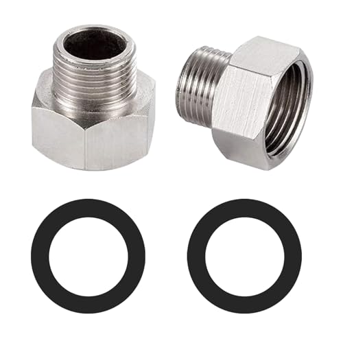 BELZ 2 Pack Reduzierstück 3/8 auf 1/2, Muffennippel Edelstahl, Gewindefitting mit 2 Dichtring, Reduzierverlängerung Universal, Anti-Rost von BELZ
