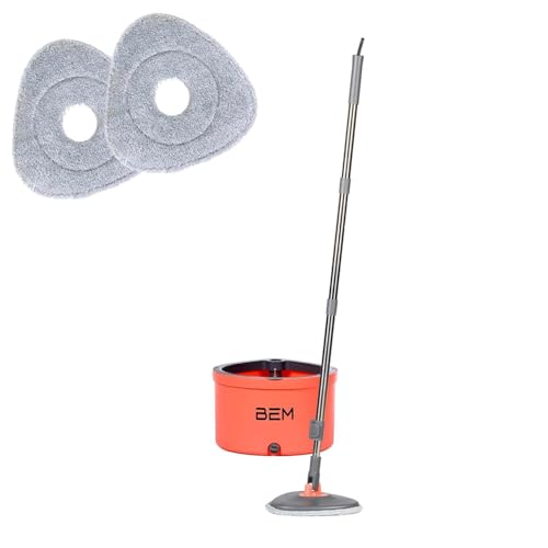BEM ORBITA Wischmopp Set mit Eimer, Bodenwischer Set mit Auswringfunktion, Bodenreinigung mit Filtersystem - selbsttrennendes Schmutz und Frischwassersystem - 2 Mopp-Köpfe inkl. (Mikrofaser) von BEM