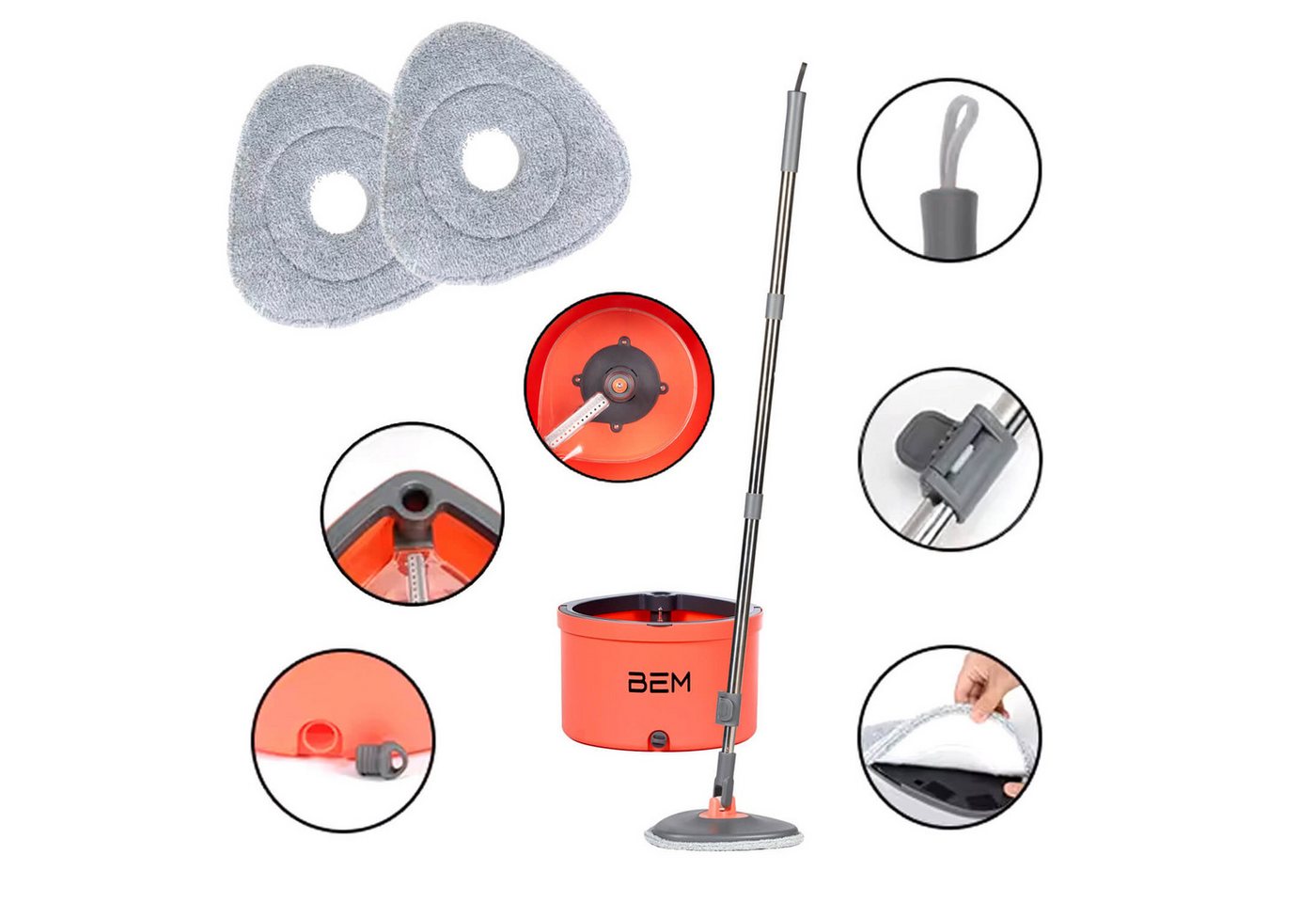 BEM Wischmopp ORBITA Bodenwischer Set mit Eimer, Bodenreinigung Set 2-in-1 mit Auswringfunktion und Filtersystem, selbsttrennendes Schmutz und Frischwassersystemм u. 2 Mopp-Köpfe inkl BEM Wischmopp ORBITA Bodenwischer Set mit Eimer, Bodenreinigung Set 2-in-1 mit Auswringfunktion und Filtersystem, selbsttrennendes Schmutz und Frischwassersystemм u. 2 Mopp-Köpfe inkl von BEM