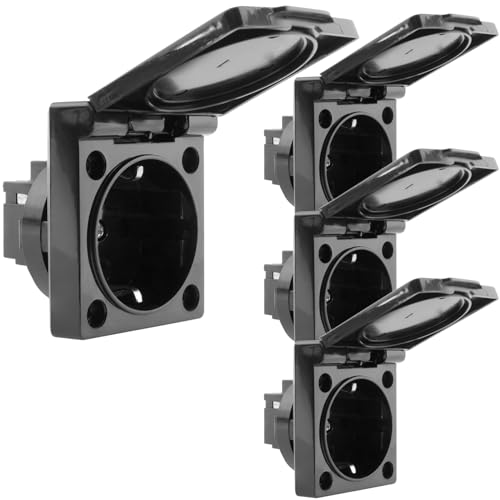 BeMatik - Einbau-Schuko-Steckdosensockel IP44-Schraube mit schwarzer Abdeckung, 4er-Pack BeMatik - Einbau-Schuko-Steckdosensockel IP44-Schraube mit schwarzer Abdeckung, 4er-Pack von BEMATIK.COM