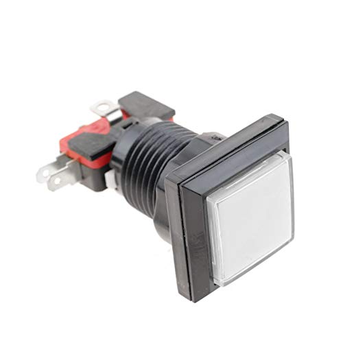 BeMatik - Kurzer Arcade Taster 32 x 32 mm 1NO 1NC 250 V 15 A SPDT weiß mit Licht (BU021) von BEMATIK.COM
