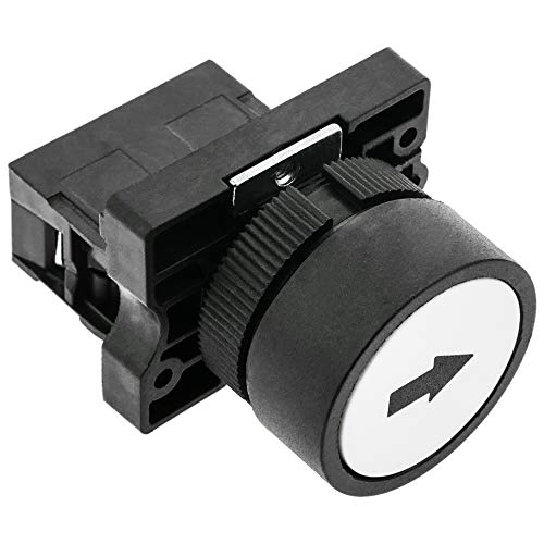BeMatik - Momentanschalter 22 mm 1NO 400V 10A normal offen Pfeil weiß (BU010) von BEMATIK.COM