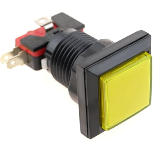BeMatik - Momentary Arcade Taste Push Button Schalter 32x32 m 1NO 1NC 250V 15A SPDT gelb mit Licht von BEMATIK.COM
