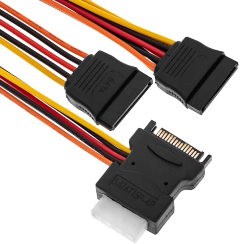 BeMatik - SATA-Stromkabel 15P-M + MOLEX zu 2 x SATA 15P-H von BEMATIK.COM