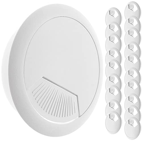 BeMatik - Set von 20 runden Kabeldurchführungen zum Einfügen am Schreibtisch Weiss Farbe und Durchmesser 53mm von BEMATIK.COM