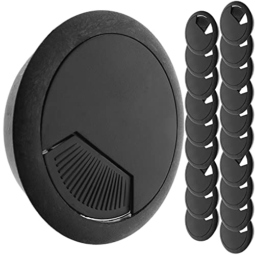 BeMatik - Set von 20 runden Kabeldurchführungen zum Einfügen am Schreibtisch schwarz Farbe Durchmesser 60 mm von BEMATIK.COM