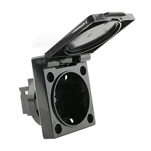 BeMatik - Steckdose Unterputz IP44 mit schwarz Kappe Schrauben von BEMATIK.COM