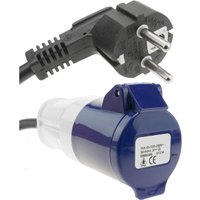 Adapter cee plug-Buchse an SCHUKO-Stecker 2P+T 16A 250V IP44 IEC-60309 Kabel 30cm - Bematik von BEMATIK