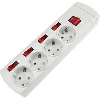 Bematik - Schuko 4 Stecker Steckdosenleiste mit Einzelschalter ohne Kabel von BEMATIK