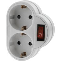 Weißer 250-VAC-Doppel-Schuko-Stecker mit Schalter - Bematik von BEMATIK