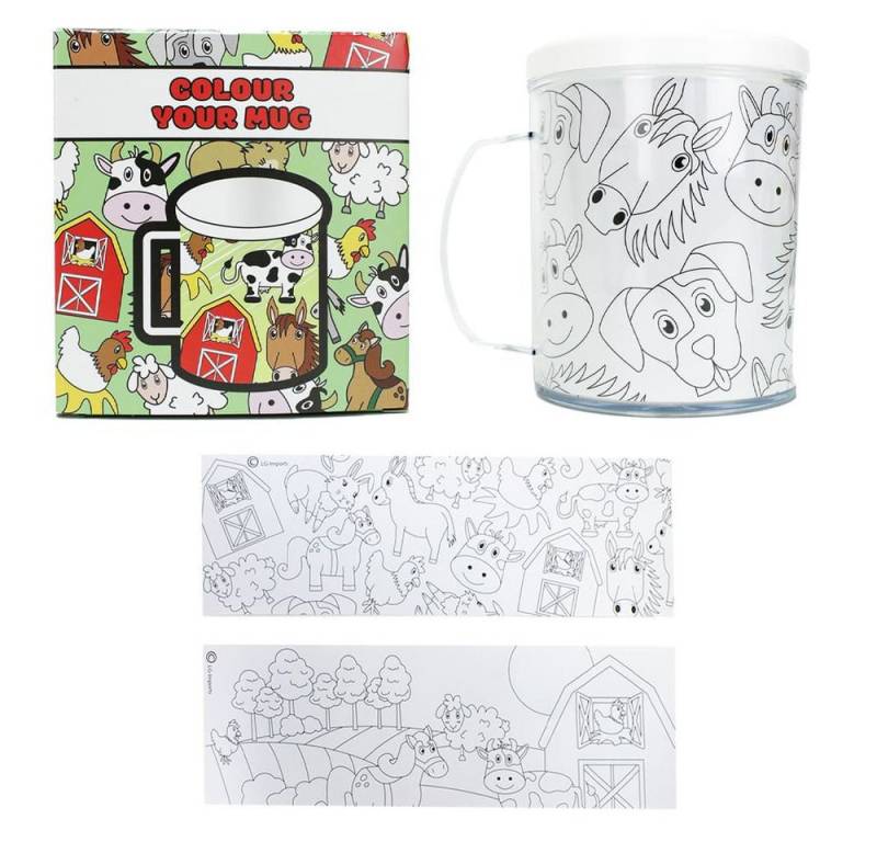 BEMIRO Tasse Tasse Bauernhof Tiere - selbst bemalbar - 300ml von BEMIRO