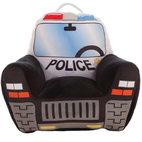 BEMIRO Polizei Kindersessel Schwarz Mit Tragegriff - 52x48x51 cm, Bis zu ca. 8 Jahren, Sessel Kinder, Kinderzimmer, Ab 1 Jahr von BEMIRO