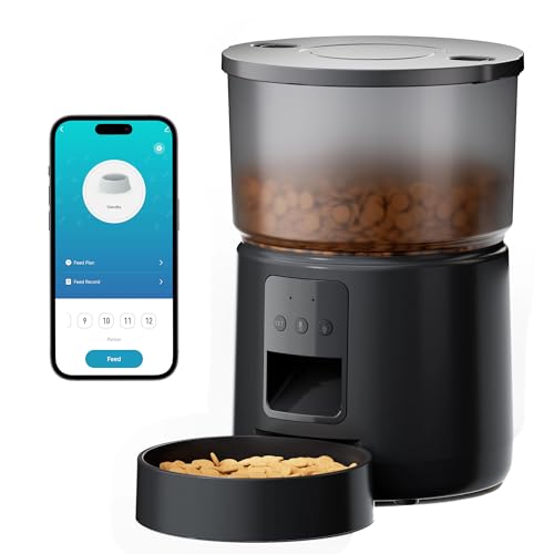 Futterautomat Katze APP: 2.4G/5G WiFi Futterautomat Hund - Automatische Futterstation Katzen - Futterspender Haustiere Trockenfutter - hundefutterautomat - Katzenfutterspender - Schwarze - BEMOONY von BEMOONY