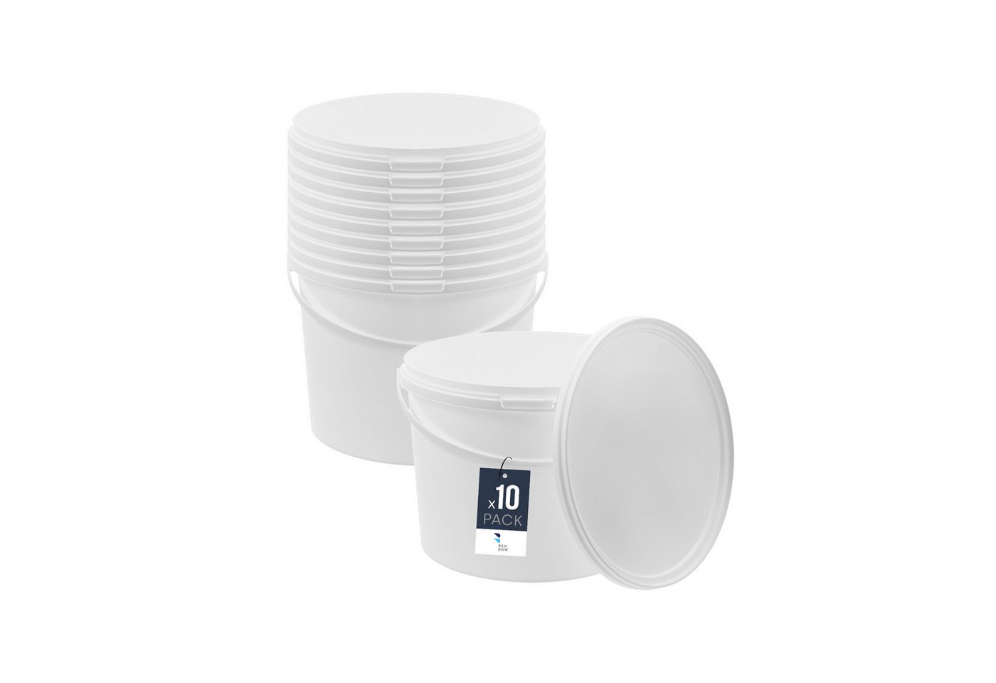 BENBOW Putzeimer für Lebensmittel, Farben, Chemikalien, (Weiß, 10-tlg., 10L) von BENBOW