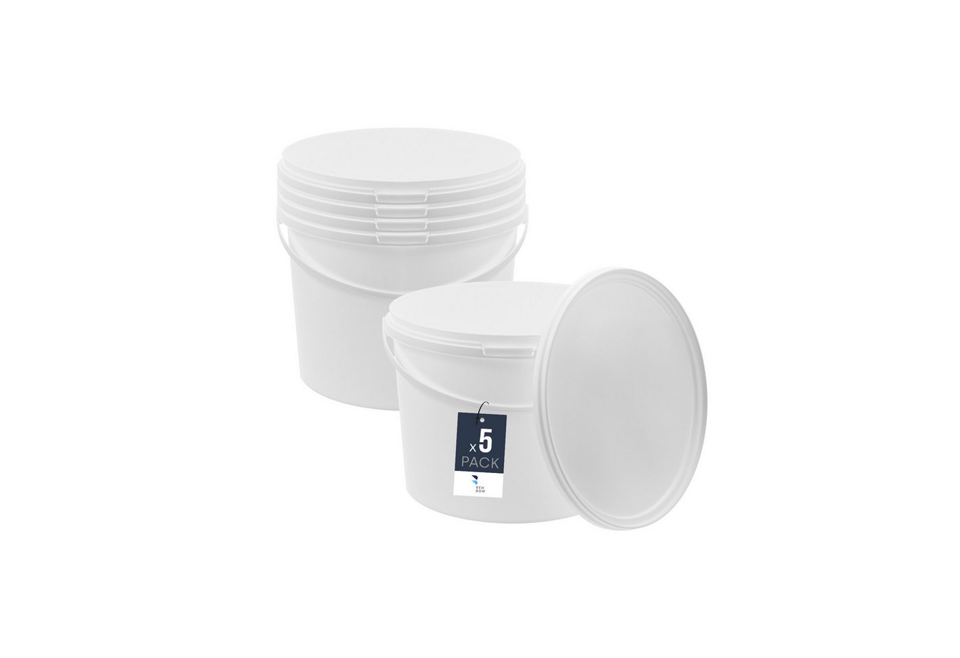 BENBOW Putzeimer für Lebensmittel, Farben, Chemikalien, (Weiß, 5-tlg., 10L) von BENBOW