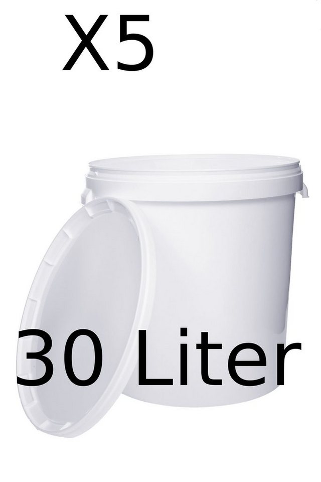 BENBOW Putzeimer für Lebensmittel, Farben, Chemikalien, (Weiß, 5-tlg., 30L) von BENBOW