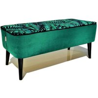 Banc Couloir | À Motifs Rétro En Métal Repose-Pieds Tapissé |Dans Les Feuilles Tropicales Vertes |Pouf |Siège von BENCHDECOR