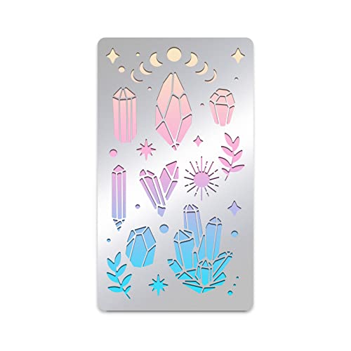 BENECREAT 10,2 x 17,8 cm Kristall-Elemente, Edelstahl-Schablonen, wiederverwendbar, Quarz-Cluster-Muster, Zeichnungsvorlage für DIY, Gravur, Scrapbooking von BENECREAT