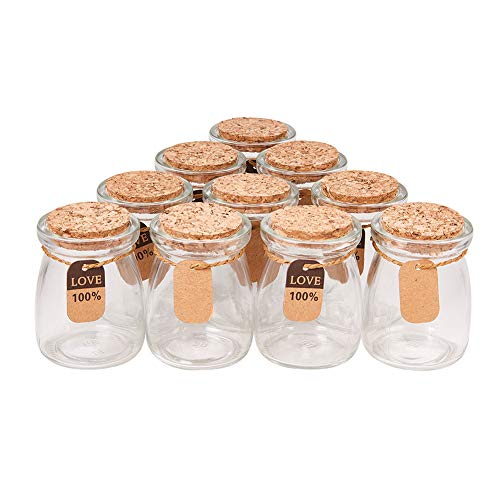 BENECREAT 10 Pack Glas Hochzeitsparty Favor Glaser mit Korkdeckel, Label-Tags und String FUR SuBigkeiten, Gewurze, Muschelsammlung und vieles mehr von BENECREAT