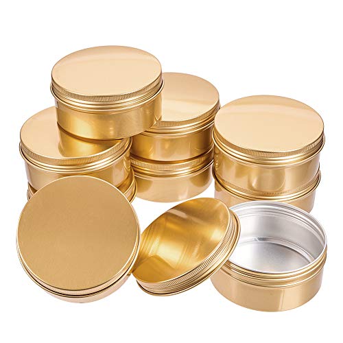 BENECREAT 10 Pcs 150ml Aluminiumdose Gläser, Runde Aluminiumdose Kosmetikbehälter mit Schraubverschluss Deckel für DIY Handwerk Travel Storage-Golden von BENECREAT