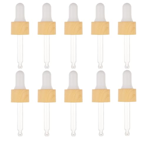 BENECREAT 10 Set Glas-Augentropfer Für Ätherische Öle, 10 ml, Druck, Rotierender Deckel, Öltropfer, Glas-Tropfpipette Mit Holzmaserung Imitiert, Für Flaschen Mit Ätherischen Ölen von BENECREAT