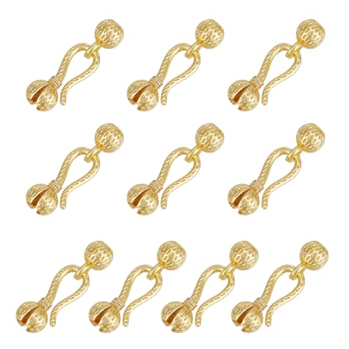 BENECREAT 10 Stück Echte 18K Vergoldete Doppel Crimp Abdeckungsperlen Mit Haken 6.3x4.5x4mm Goldfarbene Quetschperlen Zum Basteln Und Herstellen von Schmuck Gesamtlänge: 16.3mm von BENECREAT